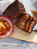 Fruit bread with nuts and pickled vegetables