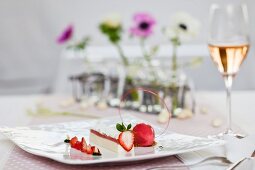 Panna cotta with strawberries for Easter