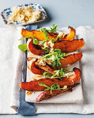 Butternut squash and sweet potato wedges with walnut butter