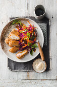 Crunchy chicken with cabbage and carrot quickle