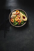 Prawn, asparagus and soba noodle salad (Japan)