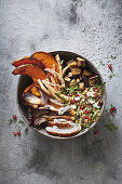 Moroccan chicken bowl with freekeh and pumpkin