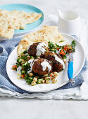 Lamb kefte with chickpea tabouleh