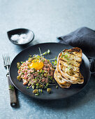 Steak tartare with grilled bread