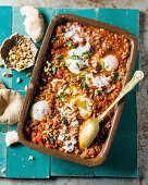Moroccan lamb sauce with soft eggs