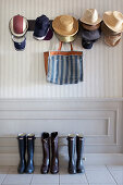 Hats and boots in cloakroom