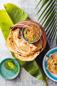 Roti Canai (Fladenbrot, Malaysia) mit Dal