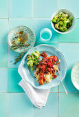 Italian chicken stew with broccoli and noodles