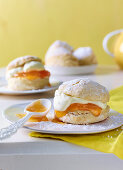 Buttermilk scones with mascarpone and apricot jam