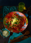 Rice chilli with cheddar and coriander (Mexico)
