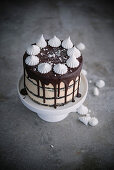 Chocolate and caramel meringue cake