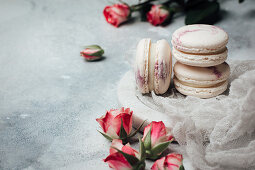 Macaroons with rose buds