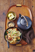 Fried soba noodles with teriyaki turkey balls (Asia)