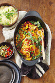 Slow cooker chicken, apricot and chickpea tagine