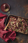 Herb and raw beetroot tabouli