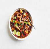 Slow-cooked chicken and black bean stew