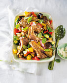 Lamb chop and ratatouille bake