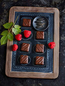 Tonka bean and raspberry chocolates