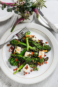 Broccoli with halloumi and puy lentils