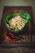 Chicken salad with minced meat and chili peppers (Thailand)