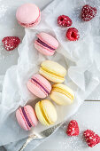 Raspberry and lemon macaroons