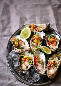 Oysters with nectarine salsa