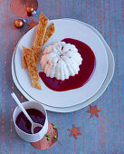 Almond mousse with berry jelly for Christmas