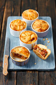 Mini meatpies with courgette in ramekins