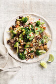 Chilli beef stir-fry with broccoli and peanuts