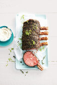 Thyme and pepper crusted beef with horseradish cream