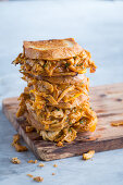 Grilled chicken and cheese sandwiches with buffalo sauce