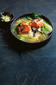 Salmon and green tea rice bowl