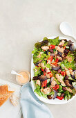 Greek style salad with fetta and tomato dressing