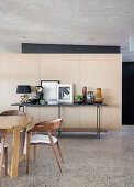 Dining room in natural shades in modern, architect-designed house