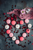 Berry and yogurt macarons for Valentine's Day