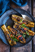 Nasu Dengaku (eggplant with a miso glaze and sesame seeds, Japan)