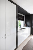 Black and white fitted kitchen