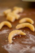 Unbaked vanilla crescent biscuits