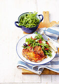 Italian fennel and chilli pork chops with rocket salad