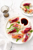 Chicken and vegetable rice paper rolls