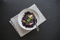 Black rice with fried red cabbage