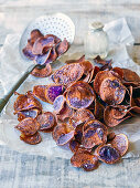 Oven baked violet potato crisps