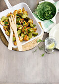 Lemon-roasted Brussels sprouts and potatoes
