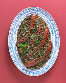 Lentils with smoked sausages