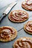Wafers biscuits with salted caramel