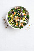 Soba noodle salad with kale and almonds