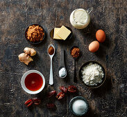 Ingredients for sticky date pudding