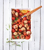 Salsiccia balls with oven-roasted tomatoes (low carb)