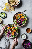 Mexican roasted fall veggie bowls