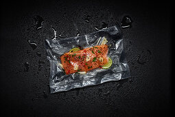 Salmon with lime in a sous vide bag